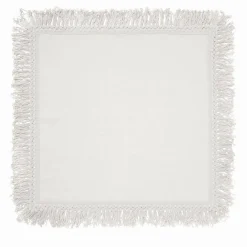 Set of 4 White Napkins with Long Fringe