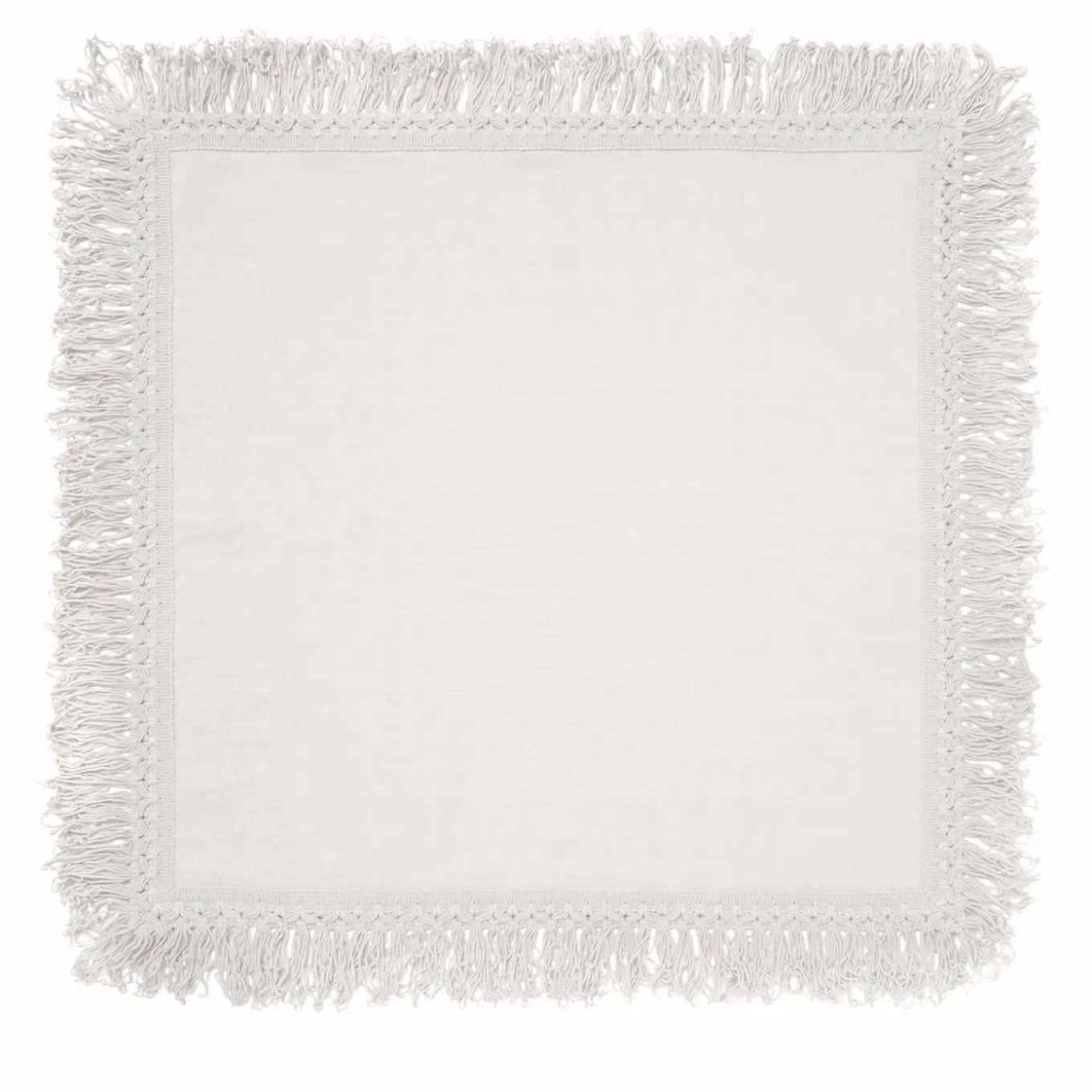 Set of 4 White Napkins with Long Fringe