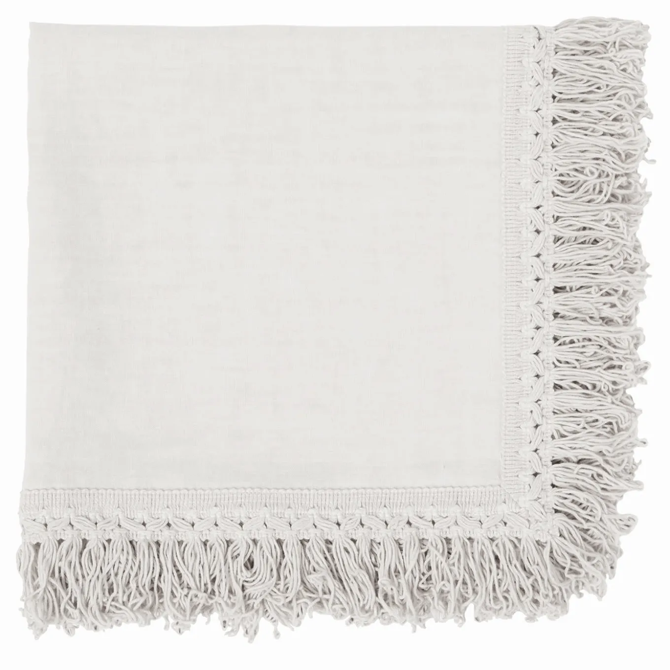 Set of 4 White Napkins with Long Fringe