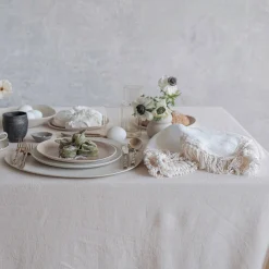 Set of 4 White Napkins with Long Fringe