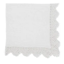 Set of 4 White Napkins with Sicilian Lace