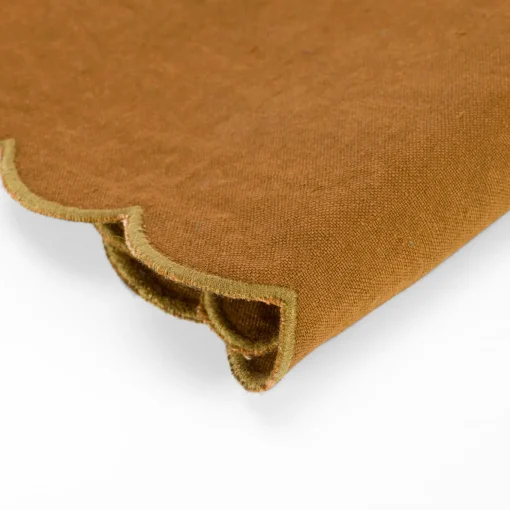 Set Of 4 Yellow Scalloped Napkins
