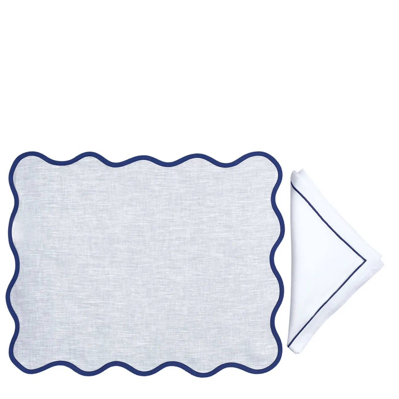 Set Of Blue And White Placemat And Napkin