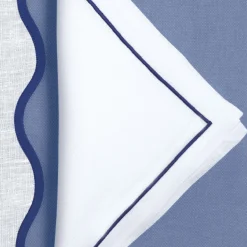 Set Of Blue And White Placemat And Napkin