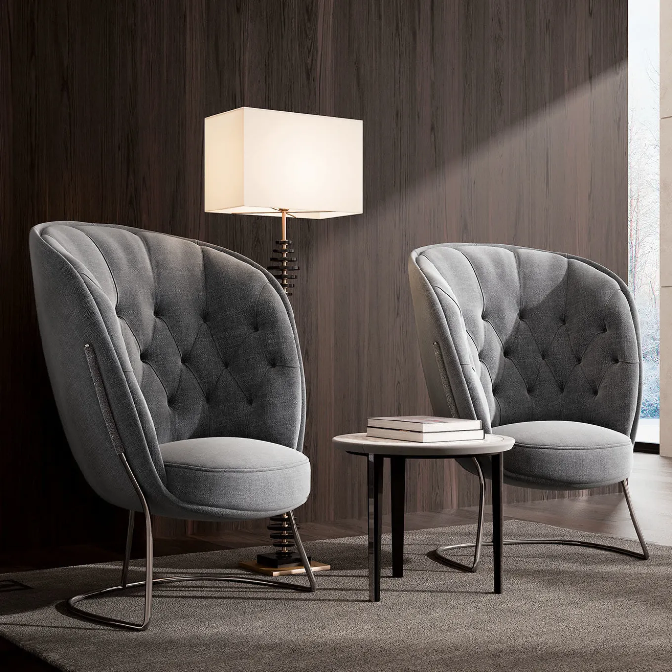 Set of Elan Side Table and Circle Coffee Table