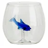 Set of Four Rounded Little Blue Fish Glasses