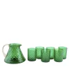 Set of Green Balloton Pitcher and 6 Glasses