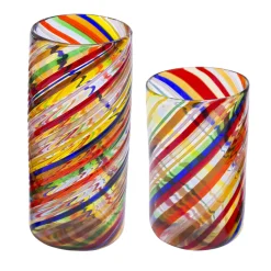 Set of Harlequin Water and Wine Murano Glasses for Six