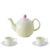 Set of Murrine Green Small Teapot with Two tea Cups and Saucers