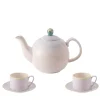 Set of Murrine Lilac Small Teapot with Two tea Cups and Saucers