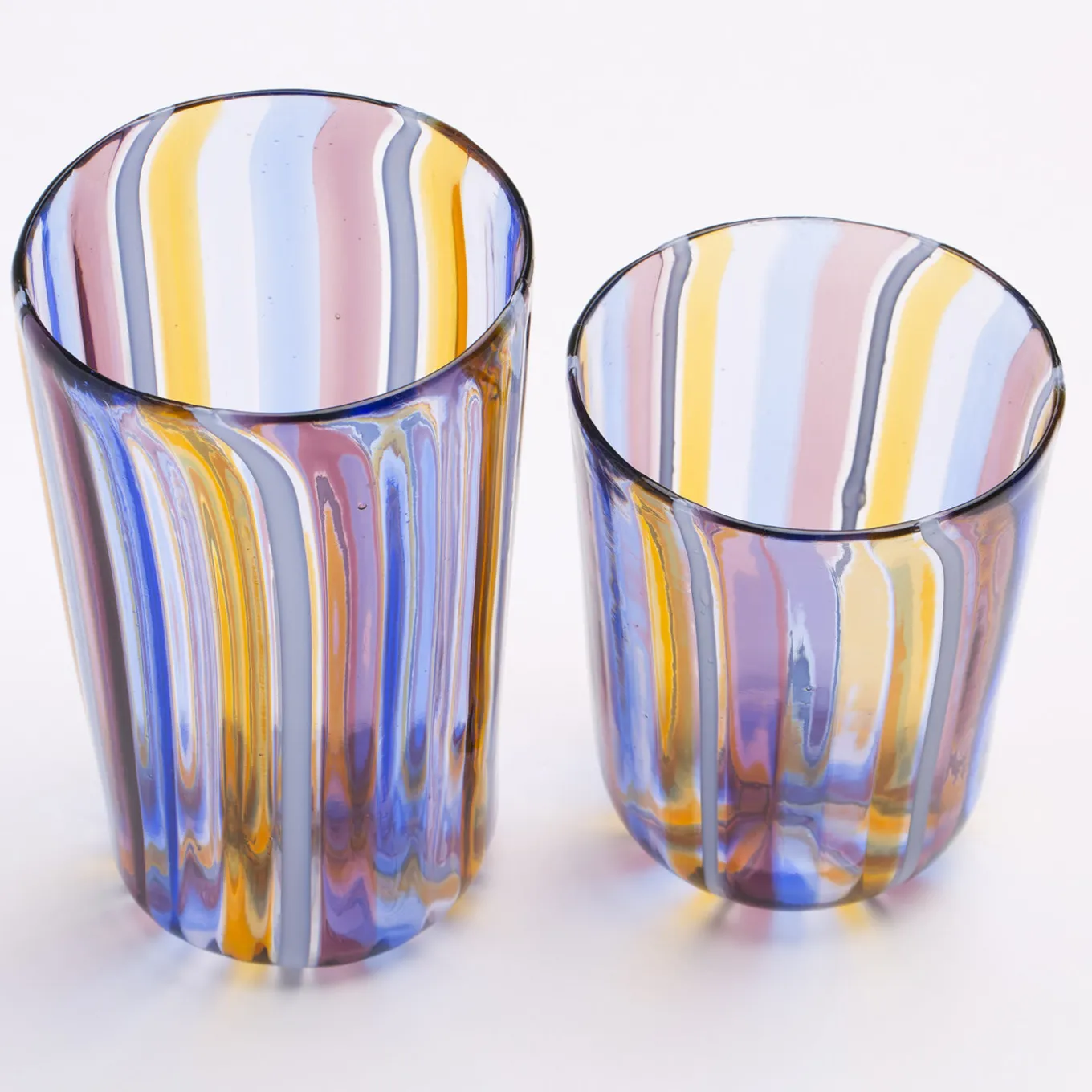 Set of Opal Water and Wine Murano Glasses for Six