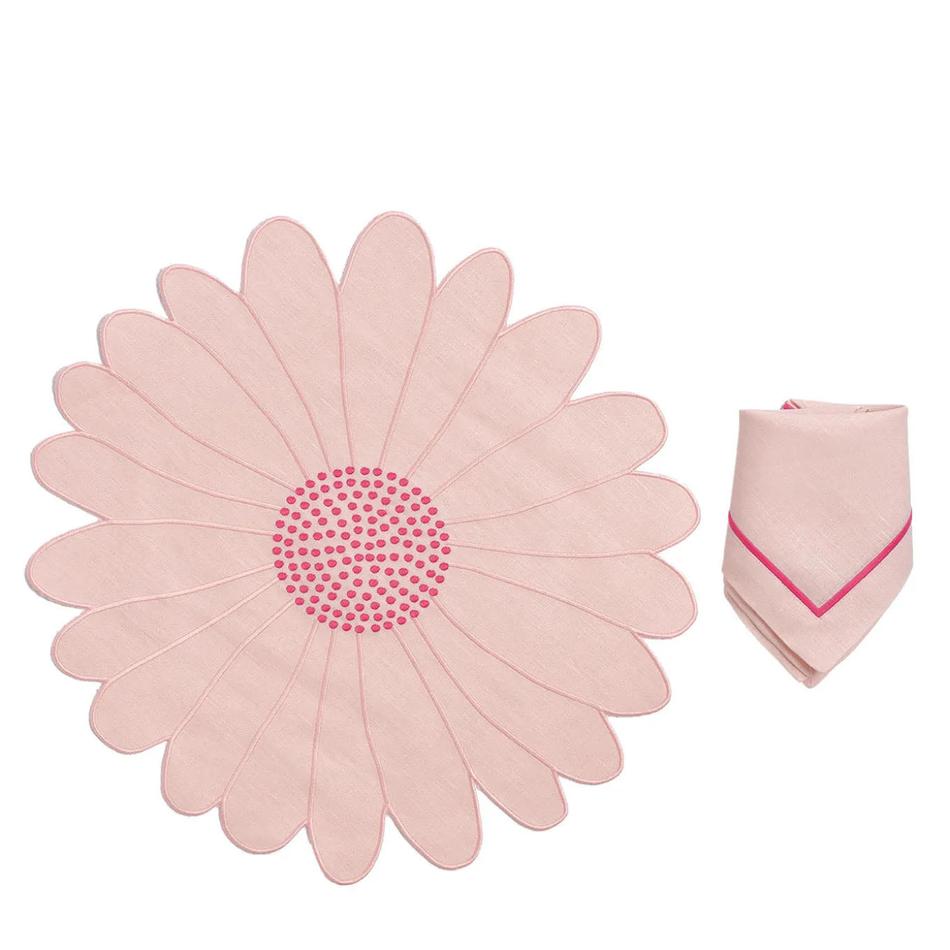 Set Of Pink Daisy Placemat And Napkin