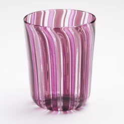 Set of Pink Water and Wine Murano Glasses for Six