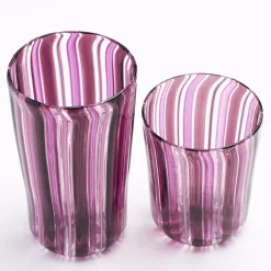 Set of Pink Water and Wine Murano Glasses for Six