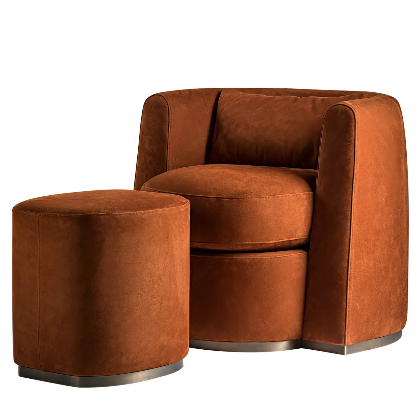 Set of Silvana Armchair and Gino Pouf by Simone Ciarmoli and Miguel Queda
