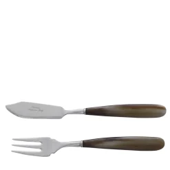 Set of Six Dark Fish Fork and Knife