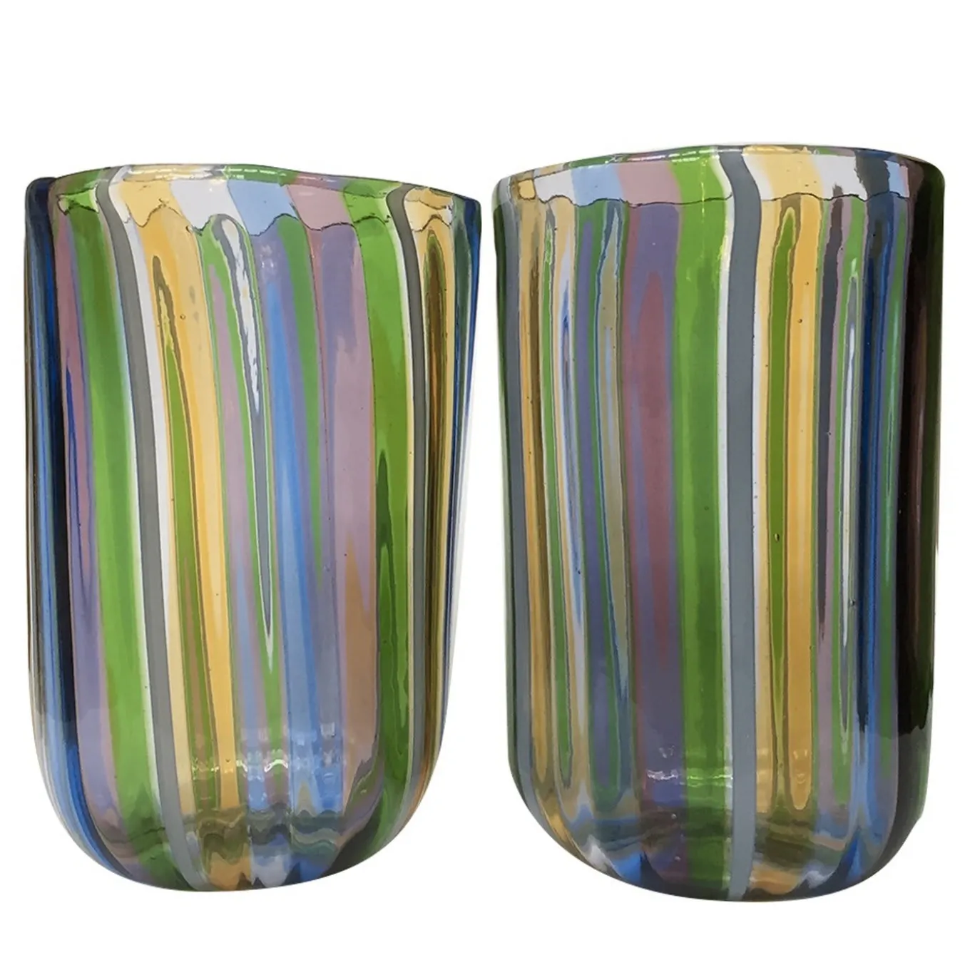 Set of Six Opal Murano Wine Glasses