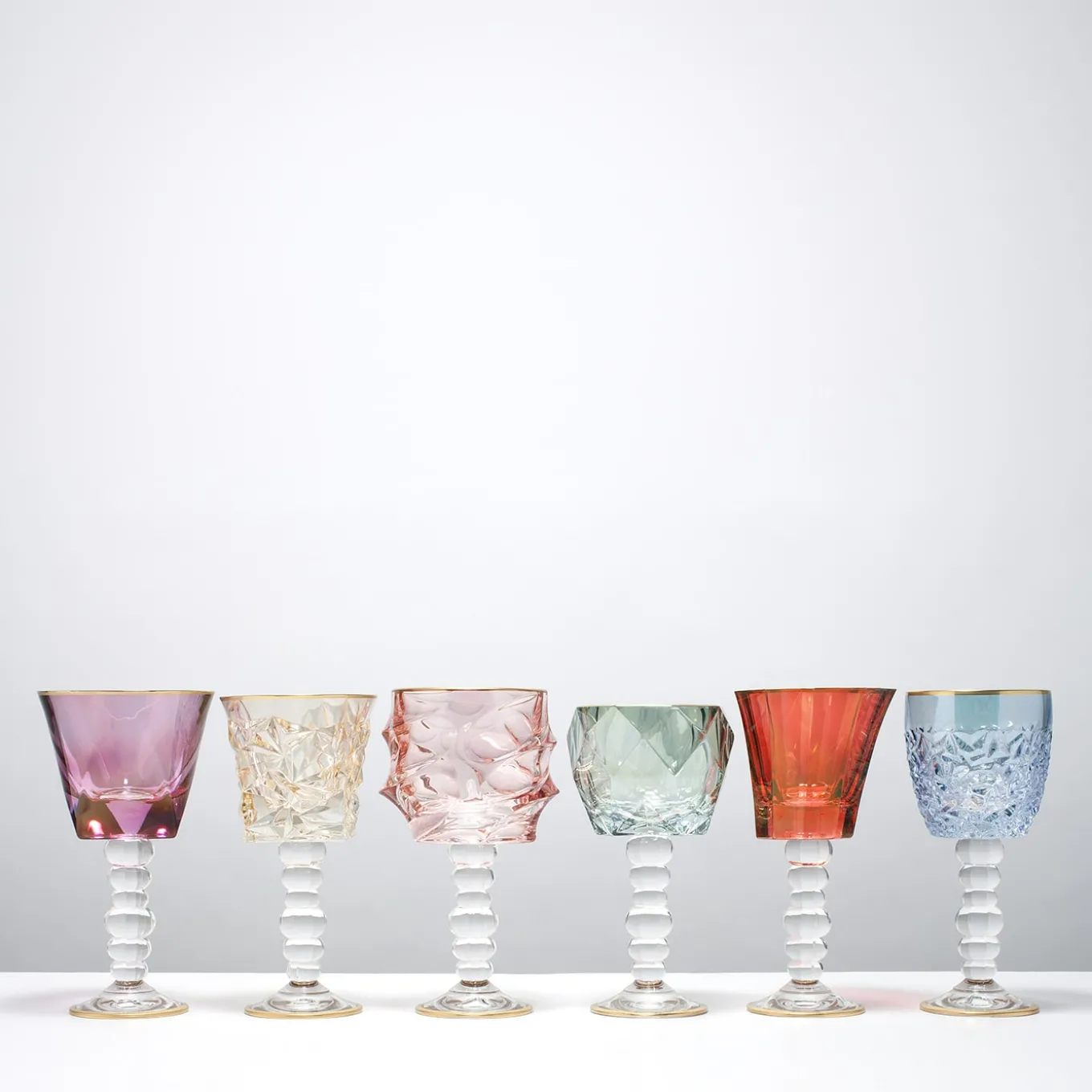 Set of Six Tall Assorted Chalices