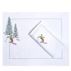 Set of Ski Hand Embroidered Placemat and Napkin #2