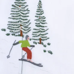 Set of Ski Hand Embroidered Placemat and Napkin #2