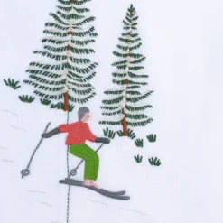 Set of Ski Hand Embroidered Placemat and Napkin #6