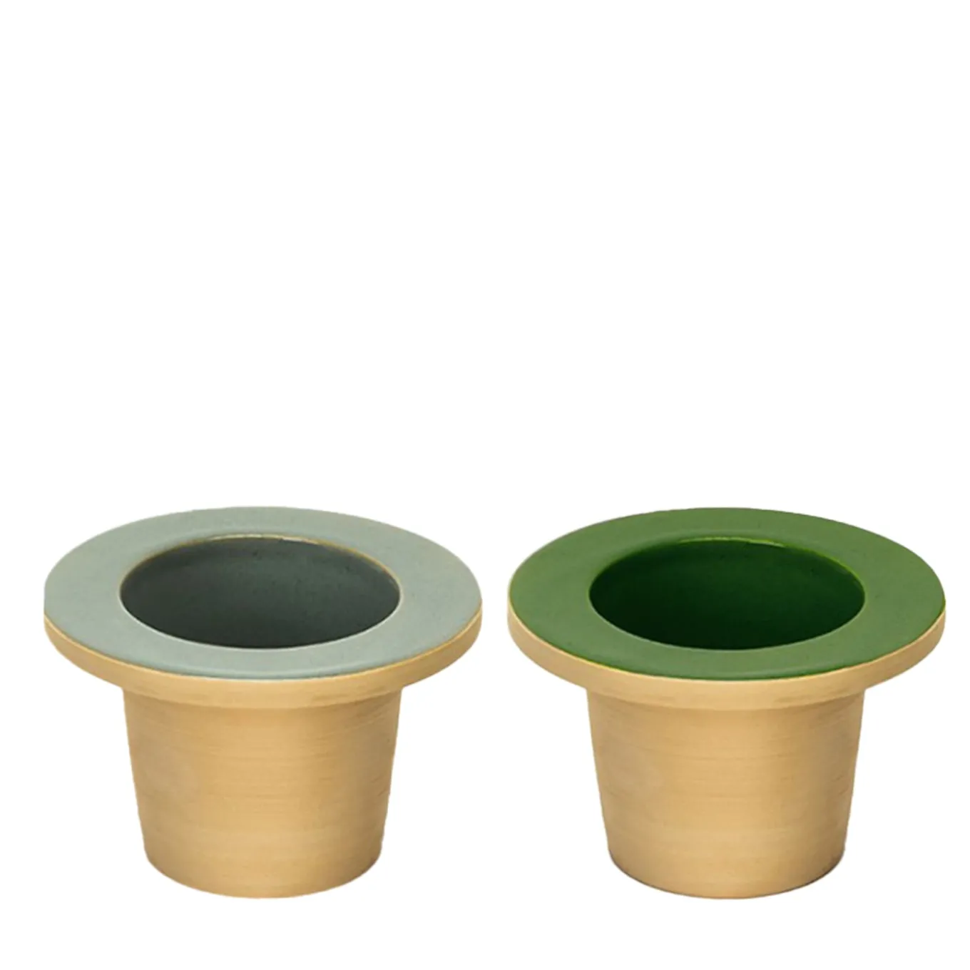 Set of two Pofi Green and Light Blue Cachepots
