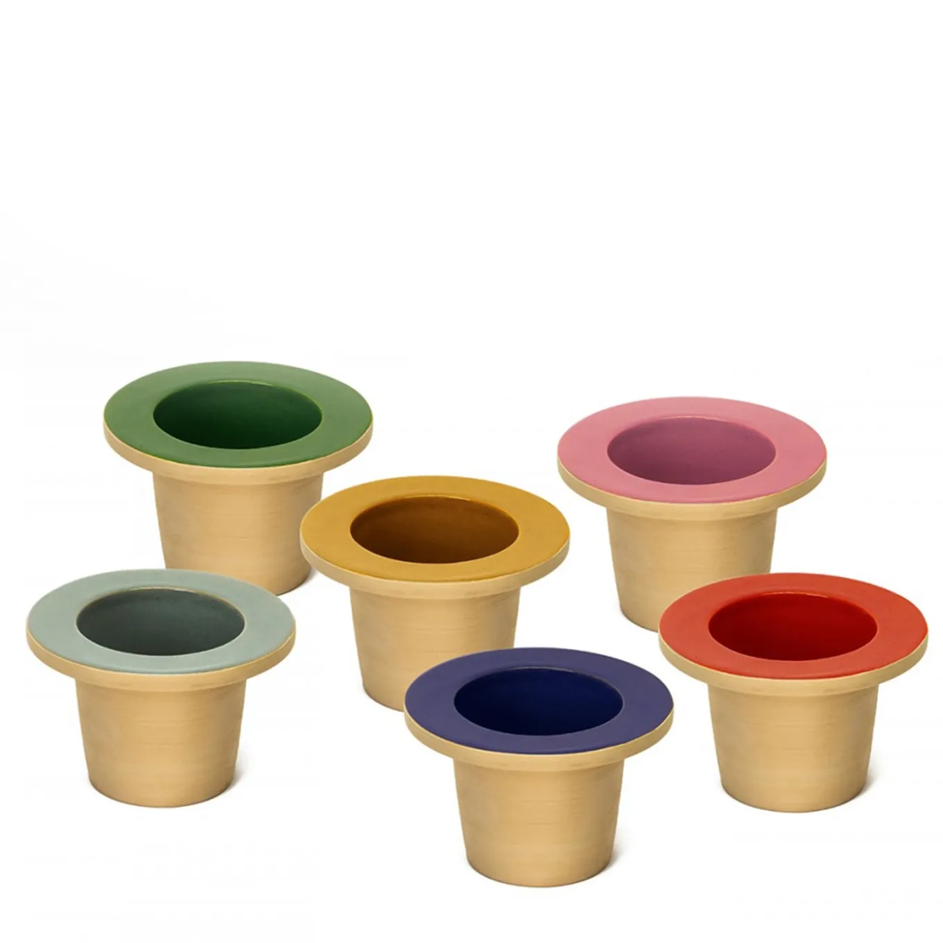 Set of two Pofi Green and Light Blue Cachepots