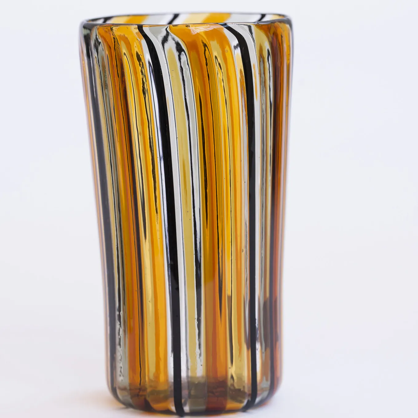 Set of Water and Wine Amber Murano Glasses for Six