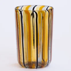 Set of Water and Wine Amber Murano Glasses for Six