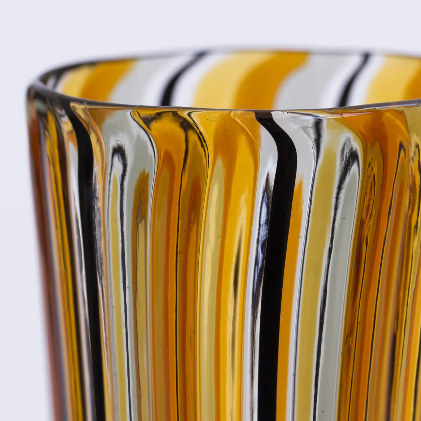 Set of Water and Wine Amber Murano Glasses for Six