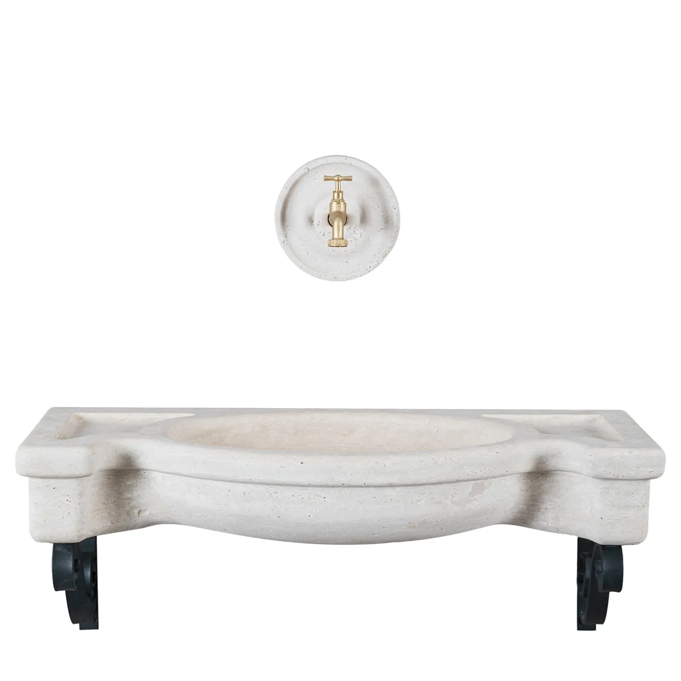 Sethra Travertine Semicircular Basin