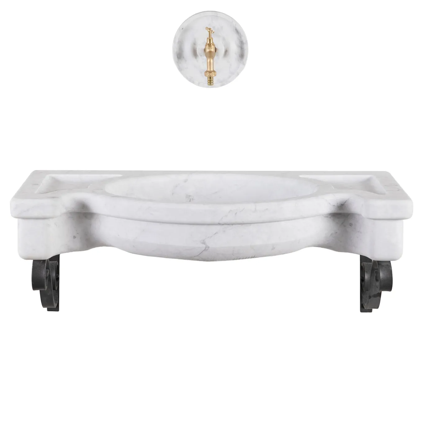 Sethra white marble outdoor basin