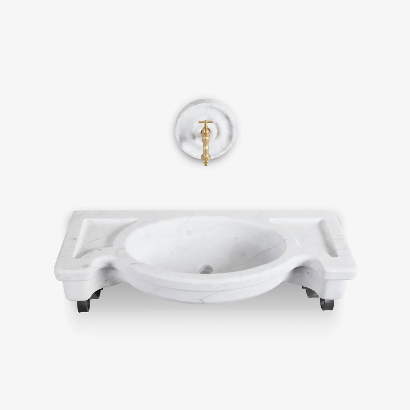 Sethra white marble outdoor basin