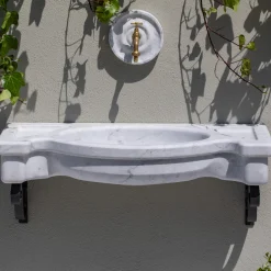 Sethra white marble outdoor basin