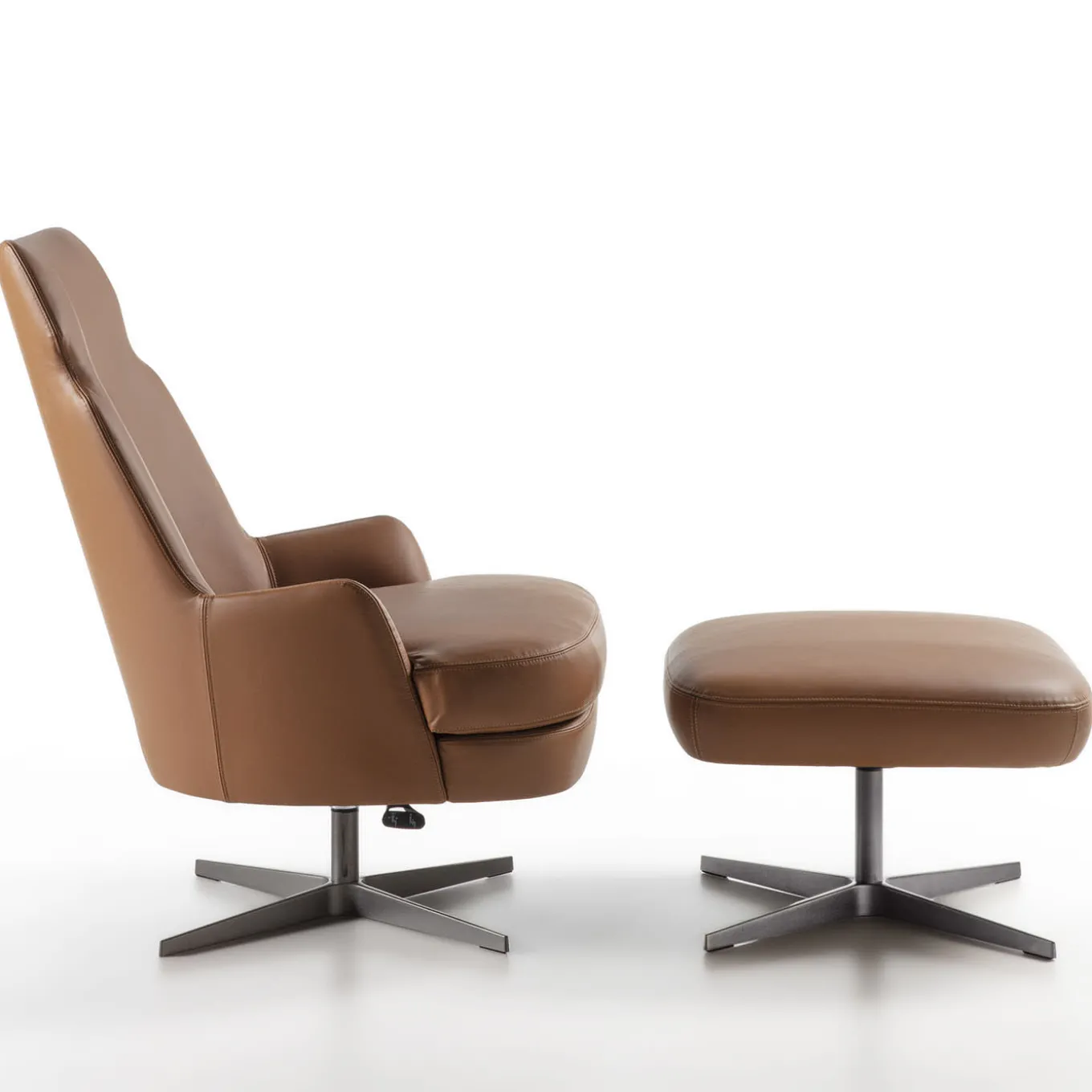 Shape Leather Swivel Pouf