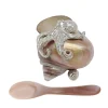 Shell & Silver Salt Bowl with Mother-of-Pearl Spoon