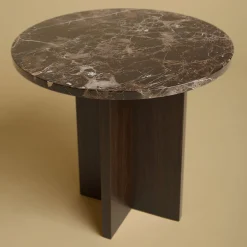 Sherman Side Table in Emperador Dark Marble and Oak