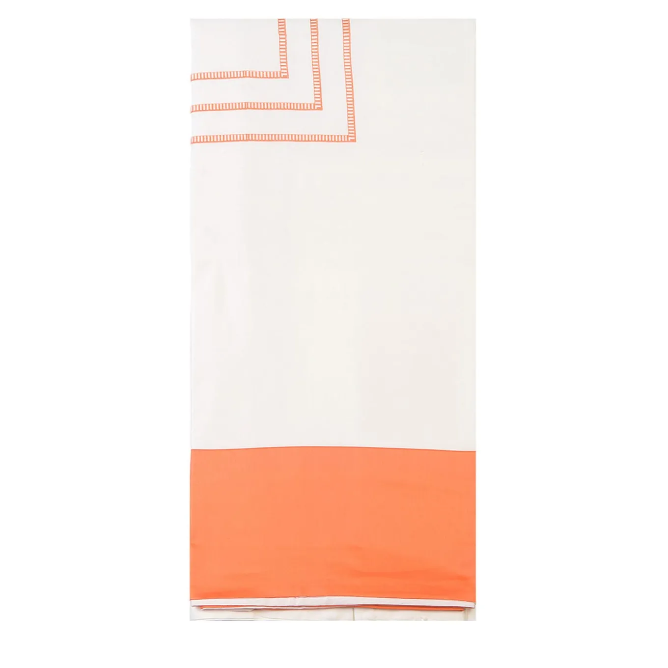 Siam White and Orange Embroidered Cotton Satin Duvet Cover