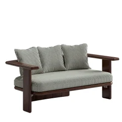 Siesta Mahogany Wood and Fabric Outdoor Sofa