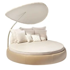 Siesta Round Beige fabric with Sunshade Outdoor Daybed