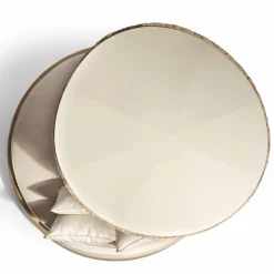 Siesta Round Beige fabric with Sunshade Outdoor Daybed