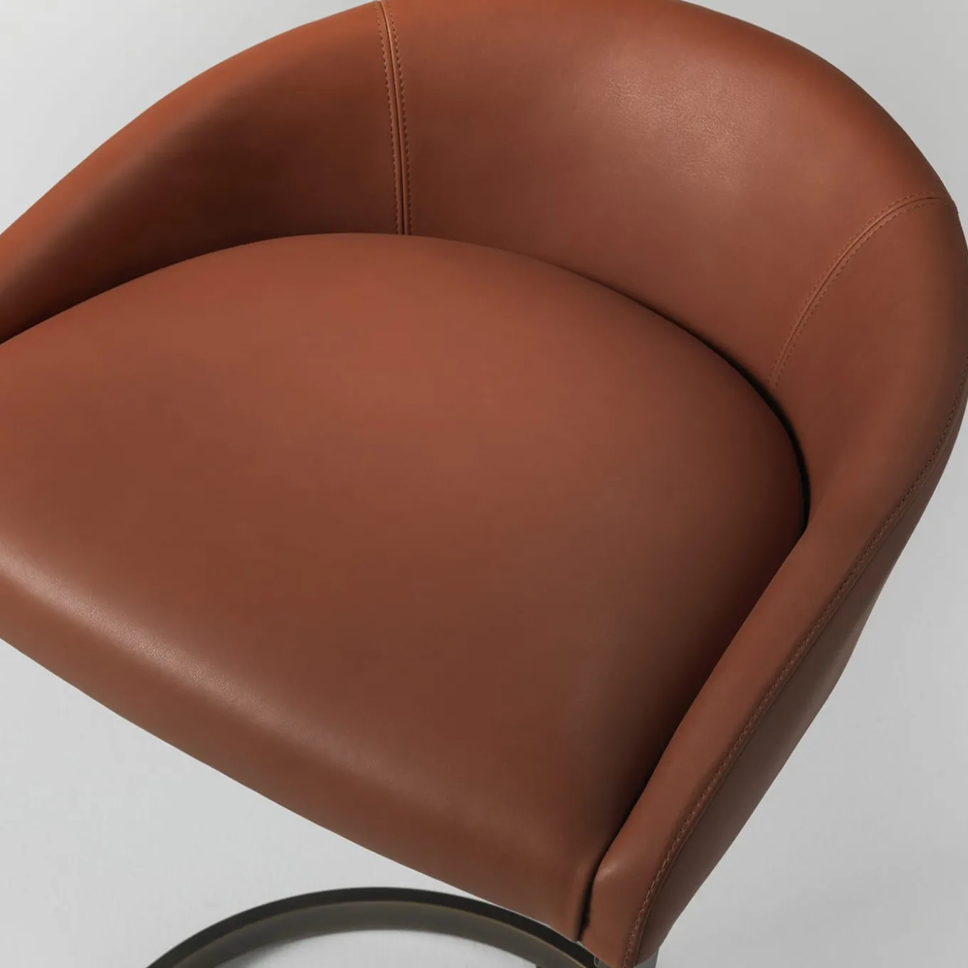 Sign brown leather with bronze finish brass base high stool