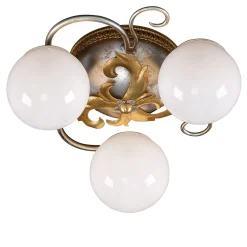 Silver and Gold Leaves 3-light Ceiling Lamp