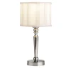 Silver Finish Metal With White Fabric Lampshade Table Lamp