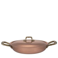 Silver lined 2-Handle Bulging Copper Pan with Lid