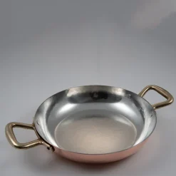 Silver lined 2-Handle Bulging Copper Pan with Lid