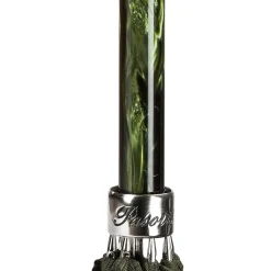 Silver Lion Handle Green Umbrella