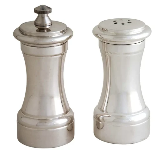 Silver Plated Brass Pepper Mill And Salt Shaker #1