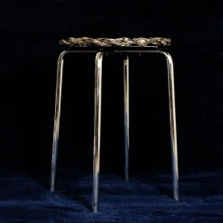 Silver Plated Woven Metal Stool