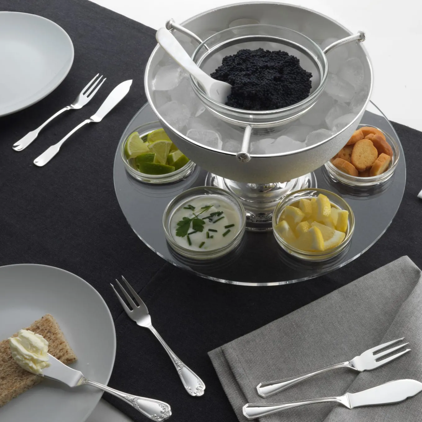 Silver-Plated Brass Caviar Set Serveware